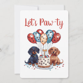 Invitación Vamos a patear perros de cumpleaños Dachshund