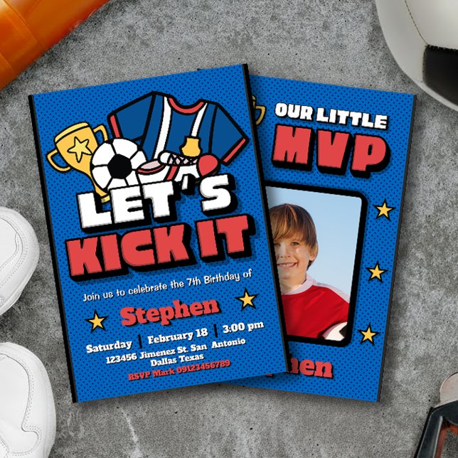 Invitación Vamos a patearlo - Fútbol futbolístico con foto (Let's Kick It - Football Soccer with Photo Picture Invitation)