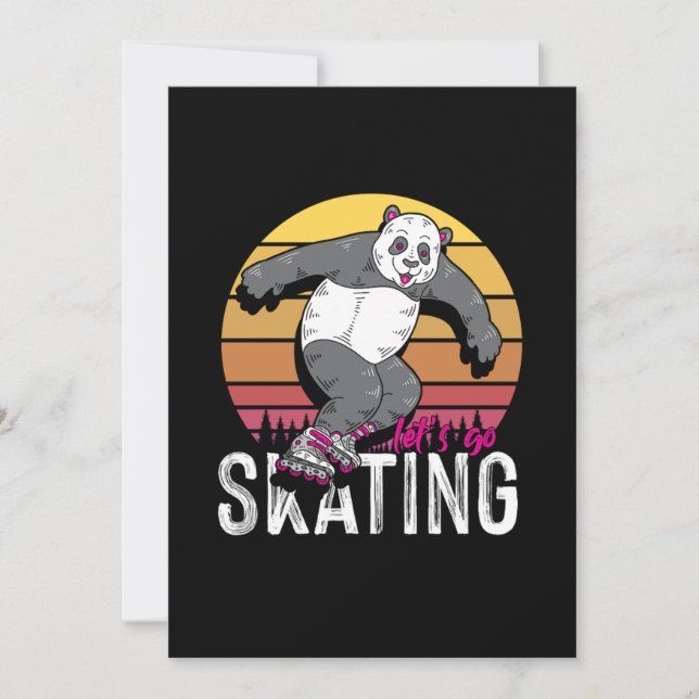 Invitación Vamos a patinar Panda Skater Inline Rollerbling (Anverso)