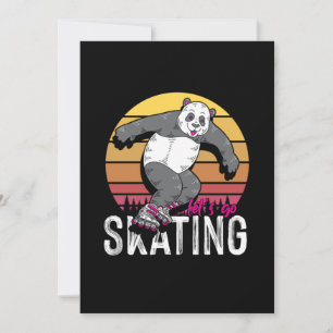 Invitación Vamos a patinar Panda Skater Inline Rollerbling