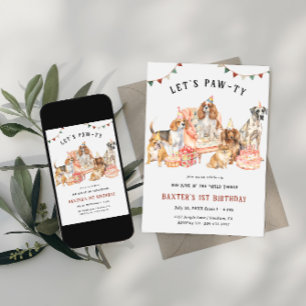 Invitación ¡Vamos a Paw-tir   Fiesta de Cumpleaños de Mascota