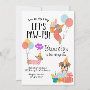 Invitación Vamos a Paw-ty, Cumpleaños de Perro, Fiesta de Cac