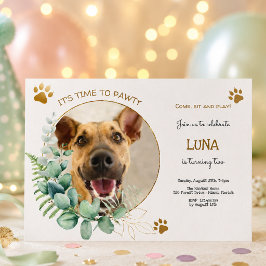 Invitación Vamos a pawtear, fiesta de cumpleaños del perro