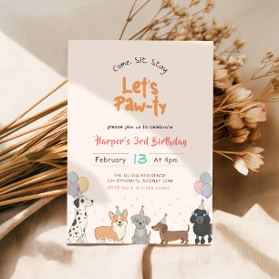 Invitación Vamos a Pawty Acuarela Cumpleaños Perrito Mascota