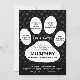 Invitación Vamos a Pawty, Huella de Pata