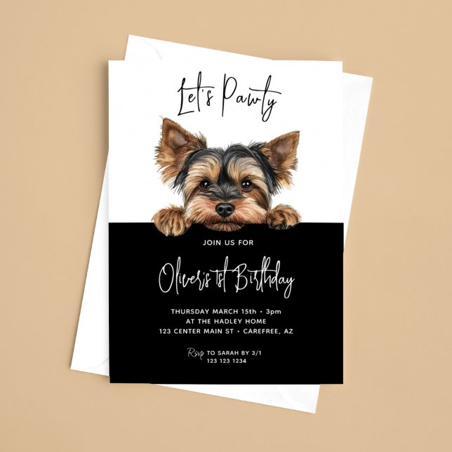 Invitación Vamos a Pawty Yorkshire Terrier 1er cumpleaños (Subido por el creador)
