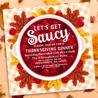 Invitación Vamos a Poner Salsa Cena de Acción de Gracias de A
