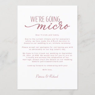 Invitación Vamos a reducir el tamaño de nuestra boda a micro