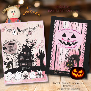Invitación "Vamos a reunirnos" niños Halloween Trick-or-Treat