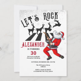 Invitación Vamos a rock N Roll Santa Reindeer Rockin cumpleañ
