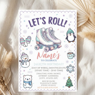 Invitación Vamos a Rodar Cumpleaños de Patinaje en Línea Past