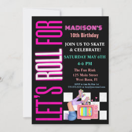 Invitación Vamos a Rodar Para, Fiesta de Patines con Luces