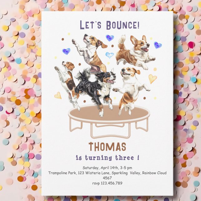 Invitación Vamos a saltar perros saltando parque de trampolín (Subido por el creador)
