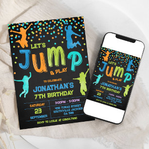 Invitación Vamos a saltar y jugar Casa de Rebote Cumpleaños