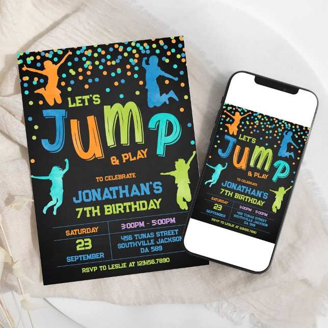 Invitación Vamos a saltar y jugar Casa de Rebote Cumpleaños (Subido por el creador)