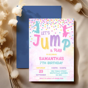 Invitación Vamos a saltar y jugar Casa de Rebote Cumpleaños