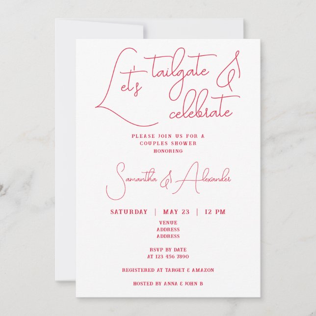 Invitación Vamos a sastre y celebrar la ducha de parejas Boda (Anverso)
