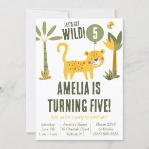 Invitación ¡Vamos a ser salvajes! Chita, leopardo, cumpleaños