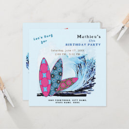 Invitación Vamos a surfear fiesta de cumpleaños en la playa c