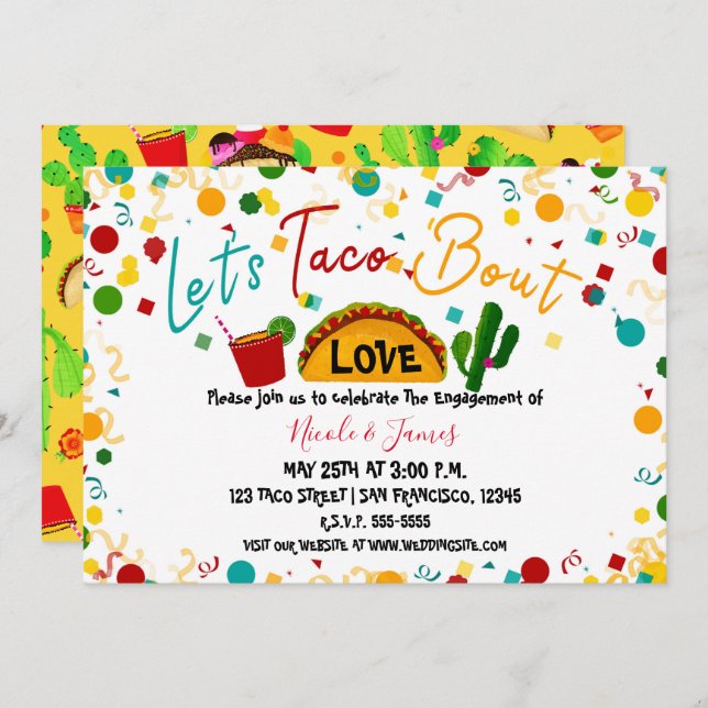 Invitación Vamos a Taca Sobre el Amor Compromiso Boda Fiesta (Anverso / Reverso)