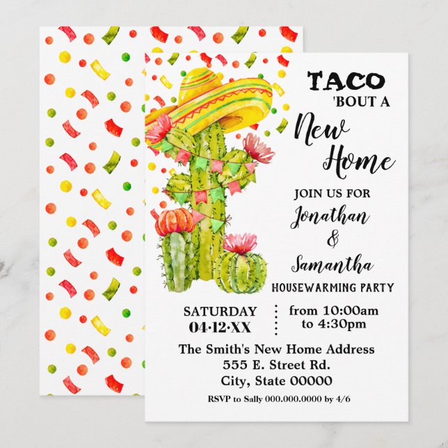 Invitación Vamos a taco 'acerca del calentamiento de la fiest (Anverso / Reverso)