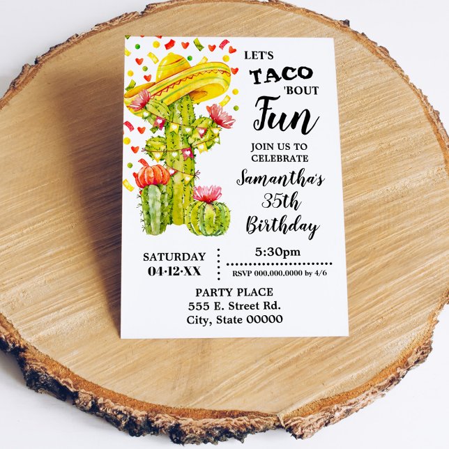 Invitación Vamos a Taco 'acerca del cumpleaños de Fun Fiesta (Subido por el creador)