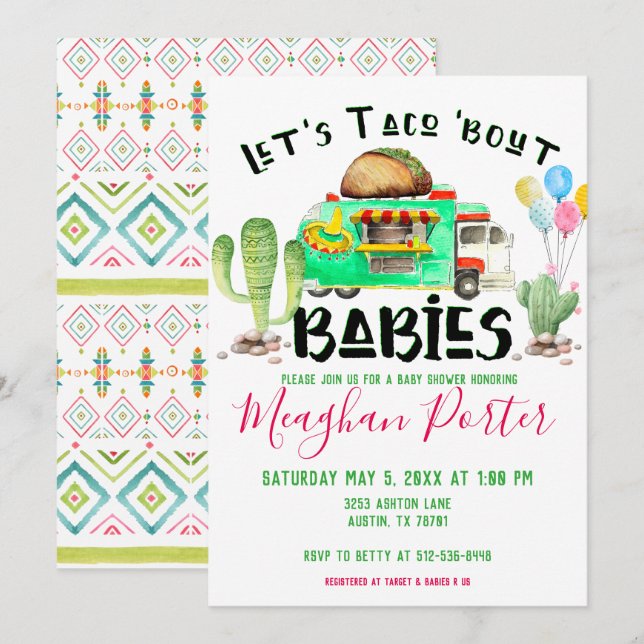 Invitación Vamos a Tacos Acerca de la Ducha de Bebés (Anverso / Reverso)