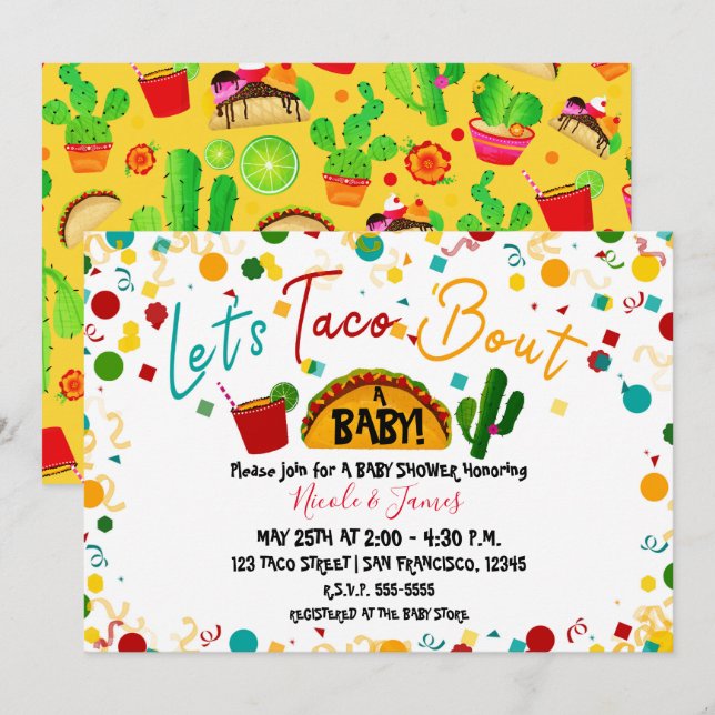 Invitación Vamos a Tacos Sobre una Fiesta de Shower de Bebe (Anverso / Reverso)