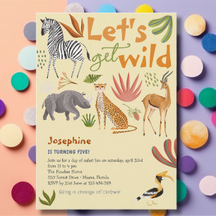Invitación Vamos a tener animales salvajes de safari niños fi