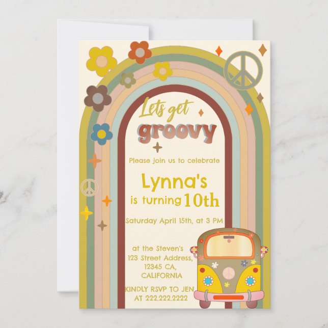 Invitación Vamos a tener un cumpleaños groovly (Anverso)