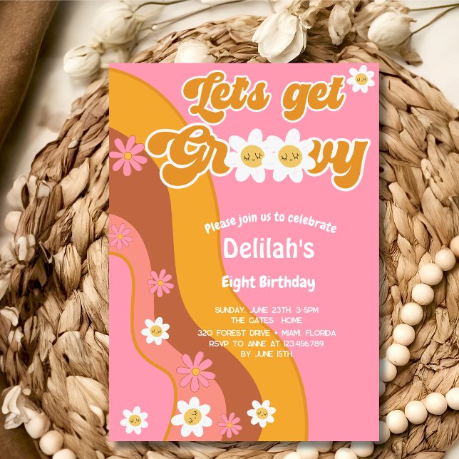 Invitación Vamos a tener un cumpleaños retro groovy (Subido por el creador)