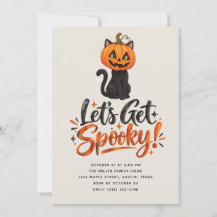 Invitación ¡Vamos a tener un Halloween espeluznante con gato 