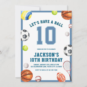 Invitación Vamos a Tener una Fiesta de Deportes para Niño de 