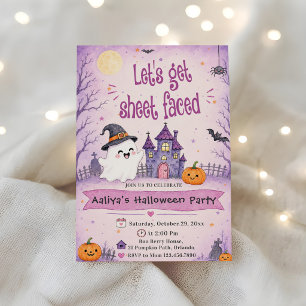 Invitación Vamos a tener una fiesta de Halloween con las cara