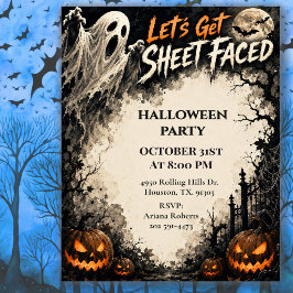 Invitación Vamos a tener una fiesta de Halloween con sábanas