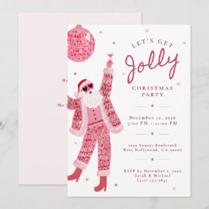 Invitación Vamos a tener una fiesta de Navidad rosa y diverti