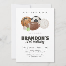 Invitación Vamos a Tener una Fiesta de Pelotas Deportivas par