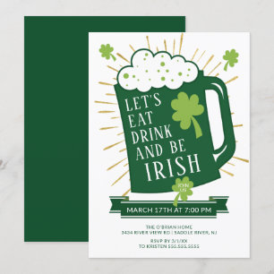 Invitación Vamos a tomar una bebida irlandesa St Patrick's Fi