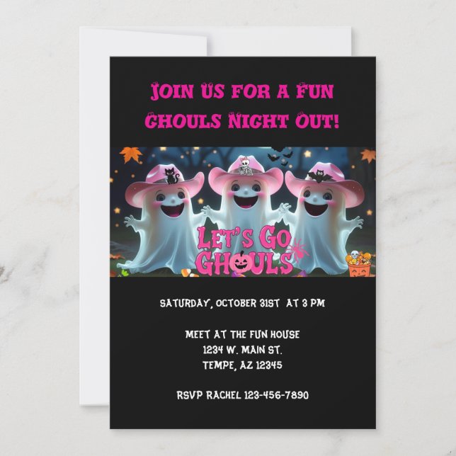 Invitación Vamos a ver a los Chicas de Ghouls fuera Personali (Anverso)
