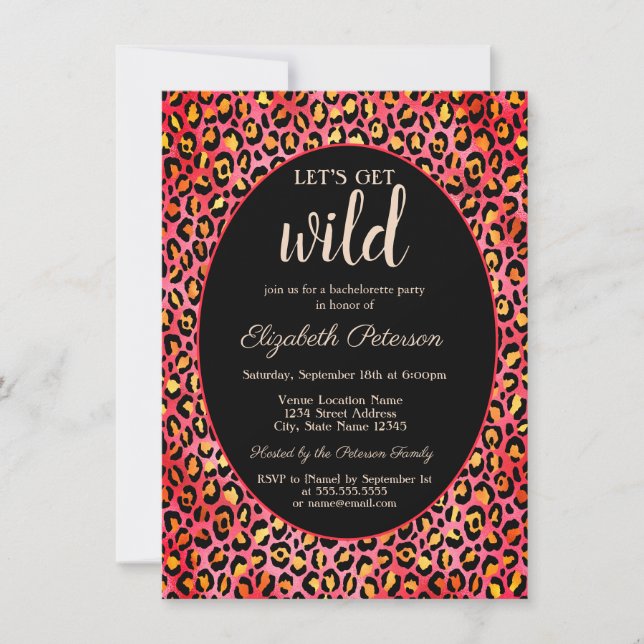 Invitación Vamos a Volvernos Salvajes Estampado de Leopardo D (Anverso)