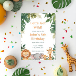 Invitación Vamos a Volvernos Salvajes Safari Animales de la J