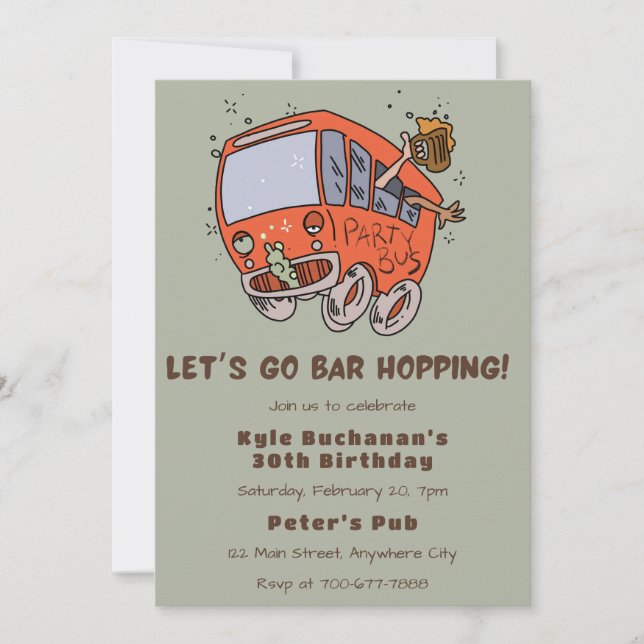 Invitación Vamos Bar Hopping Birthday Party Invitation (Anverso)