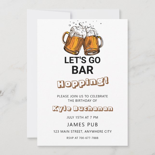 Invitación Vamos Bar Hopping Birthday Party Invitation (Anverso)