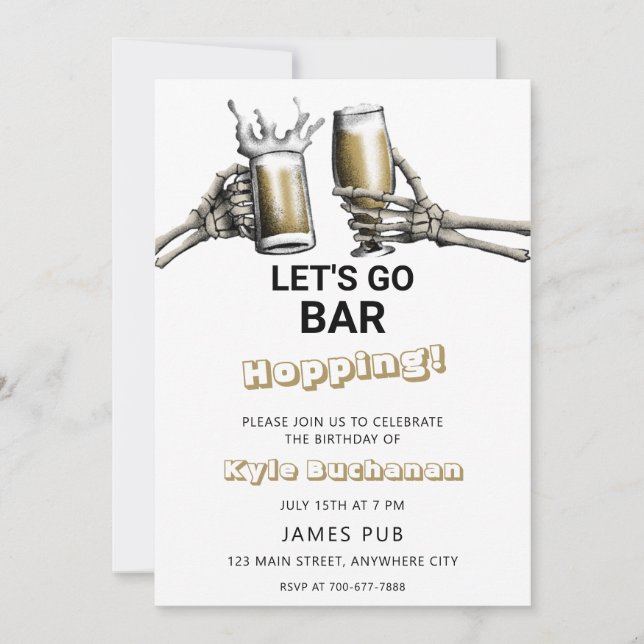 Invitación Vamos Bar Hopping Birthday Party Invitation (Anverso)