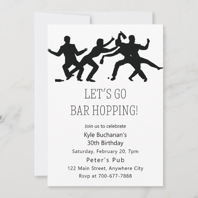 Invitación Vamos Bar Hopping Birthday Party Invitation (Anverso)