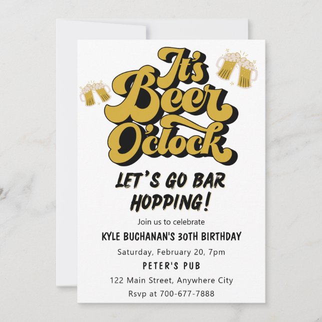 Invitación Vamos Bar Hopping Birthday Party Invitation (Anverso)