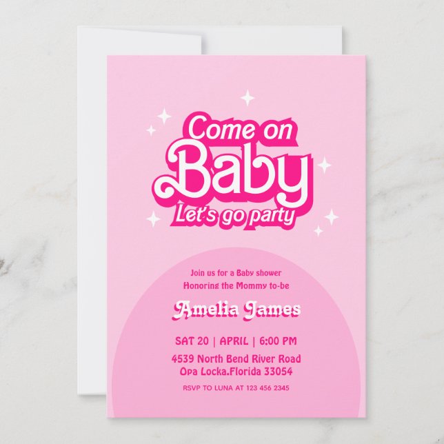 Invitación Vamos bebé Vamos Fiesta rosado Baby Shower (Anverso)