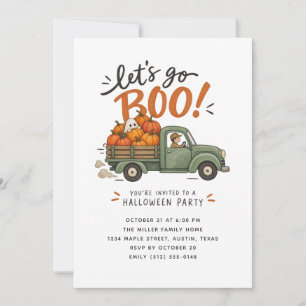 Invitación ¡Vamos Boo!   Camión de Calabazas de Acuarela Hall