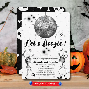 Invitación ¡Vamos Boogie! Discoteca Skeletons Halloween Party