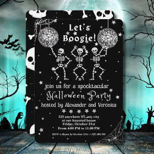 Invitación ¡Vamos Boogie! Discoteca Skeletons Halloween Party